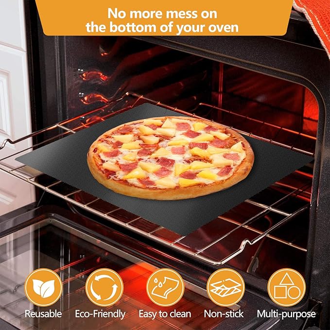 UBeesize 4 Pack XL Thickened Oven Liners for Bottom of Oven, Reusable 17x25 Inch Heavy Duty Non Stick Teflon Oven Mats BPA & PFOA Free, Fit Electric Gas Toaster Convection Microwave Ovens Grills