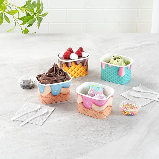 Coppetta 12 Ounce Dessert Cups, 200 Greaseproof Ice Cream Cups - Lids Sold Separately, For Hot And Cold Foods, Assorted Cone Paper Yogurt Bowls, Disposable, Sturdy - Restaurantware