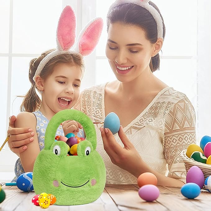 Easter Basket, Easter Baskets for Kids, Frog Baskets with Handle for Gifts Empty, Bunny Egg Hunting, Basket Stuffers Essentials