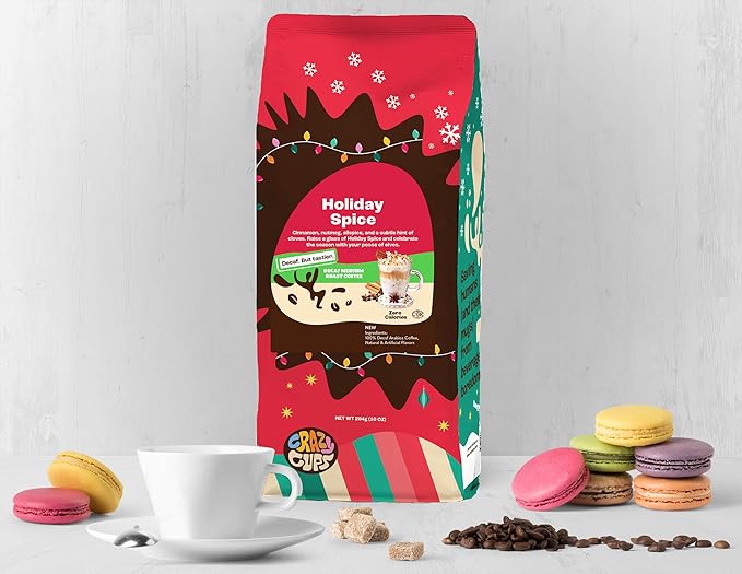 Crazy Cups Flavored Ground Decaf Holiday Coffee, Decaffeinated Holiday Spice Coffee in 10 oz Bag, For Brewing Flavored Hot or Iced Coffee, (Pack of 3)
