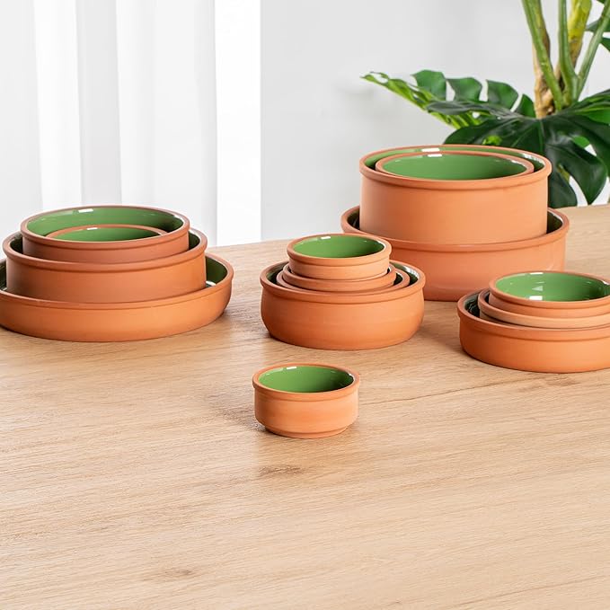 Restaurantware Terracotta Cazuela Bowls 2 Pack of 3 oz Durable Rustic Serving Dish Glazed Oven-Safe Bowl Freezer-Safe Tapas Dish Microwave-Safe Dishwasher-Safe