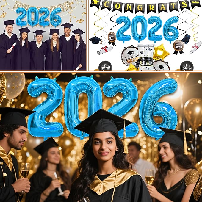 40 Inch 2026 Balloons Blue Foil Number Balloons for 2026 New Year Festival Celebration or Birthday Party Supplies Decorations,New Years Balloon 2026, New Years Eve Balloon