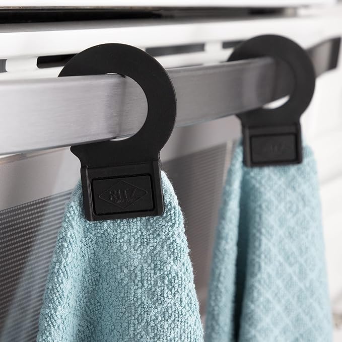 Ritz Premium Hook and Hang Towel, (2-Pack), 18" x 28", Long-Lasting Durable Rubber Hook, Highly Absorbent Super Soft Hand Cloths for Kitchen, Bathroom, Laundry Room, Dew