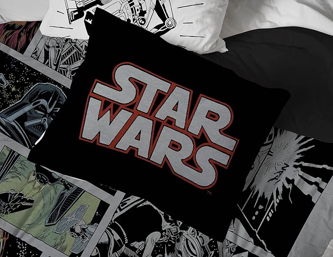 Star Wars Comic Book King Size Comforter Set - 7 Piece Bedding Includes Sheet Set & Pillow Covers - Super Soft Cozy Kids Bedding