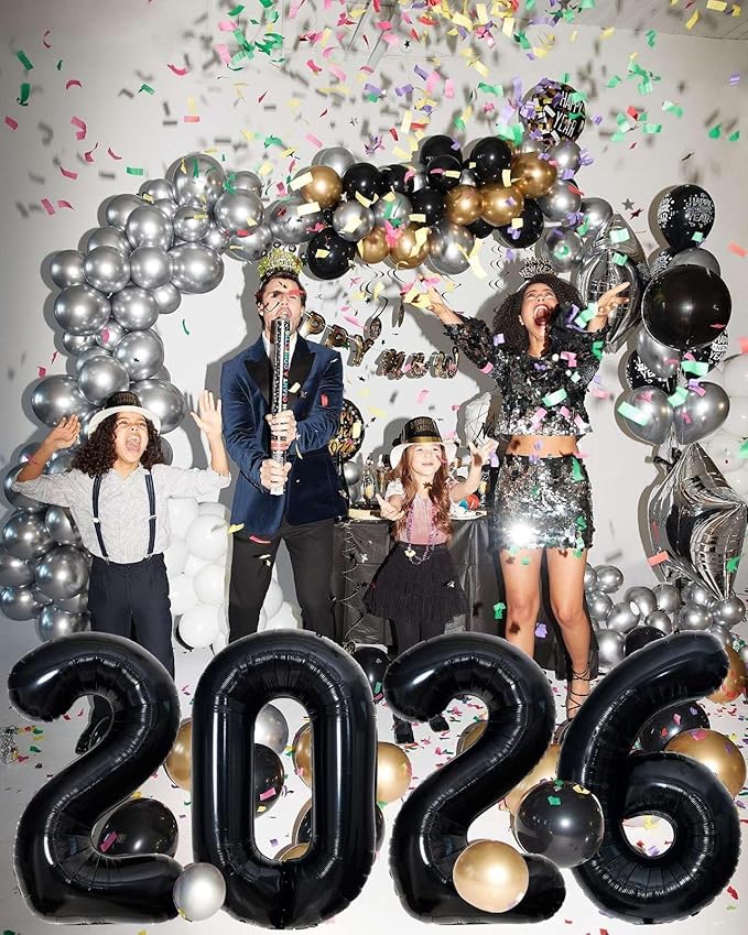 Black 2026 Balloons, Gaint 40 Inch Black 2026 Number Balloons,40 Inch 2026 Balloons for New Year Eve Party Supplies 2026, New Years Decorations 2026, Christmas, Graduations Decorations