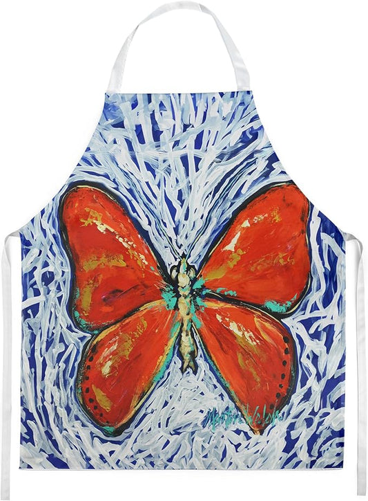Caroline's Treasures Red Glider Butterfly Apron Cooking Kitchen Server Baking Crafts Gardening for Adult Women Men, Unisex, Large, Multicolor