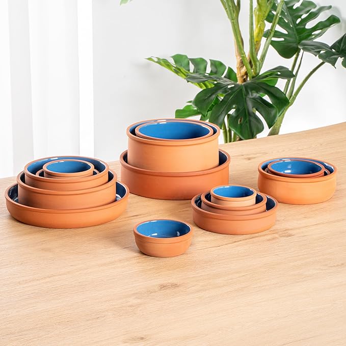 Restaurantware Terracotta Cazuela Bowls 2 Pack of 5 oz Durable Rustic Serving Dish Glazed Oven-Safe Bowl Freezer-Safe Tapas Dish Microwave-Safe Dishwasher-Safe