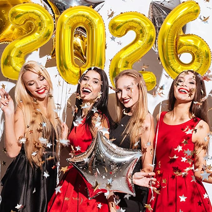 2026 Balloons Gold, Number Balloons 40 Inch, New Years Balloons for 2026 New Years Graduation Decorations Home Office Decoration