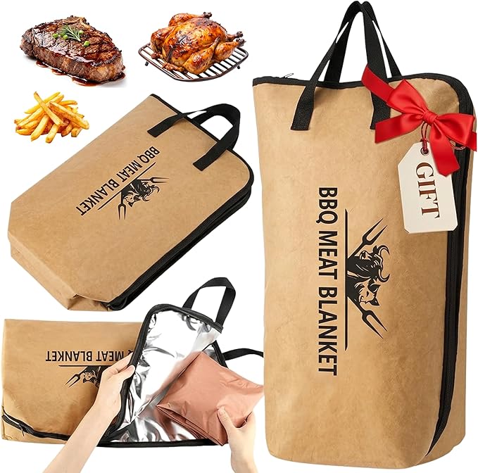 21” Upgraded BBQ Blanket for Resting Meat, Insulated Meat Resting Bag with Wide Mouth, Ideal for Brisket, Pork Shoulder & Turkey, Smoker Accessories, BBQ Gifts for Men, Dad & Husband