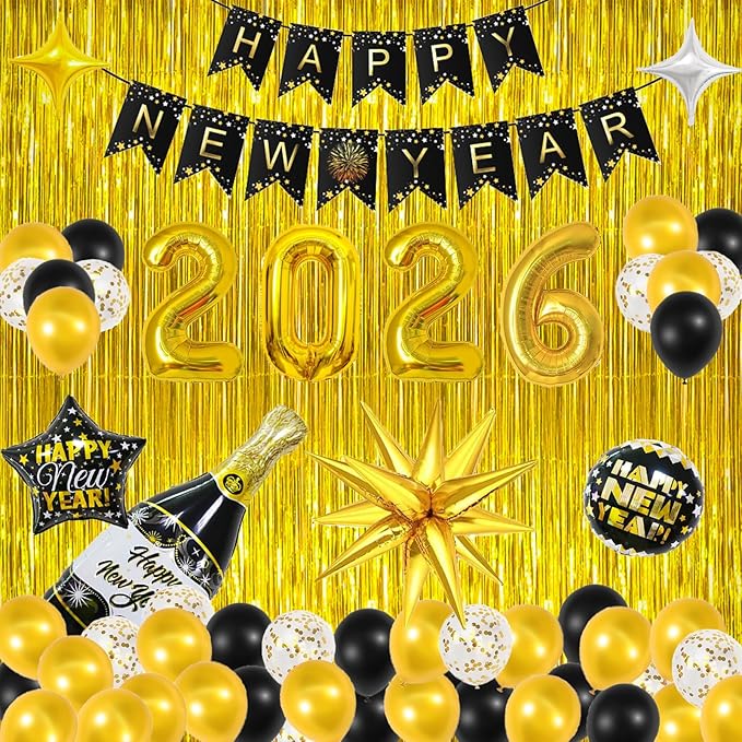 Balloon Decorations Party Supplies 2026 DIY Gold Foil Party Backdrop Kit NYE Decorations for party decorations designed