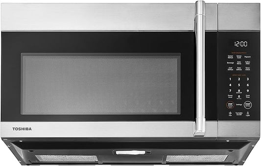 TOSHIBA 1.9 Cu.Ft. Over the Range Microwave Oven with Easy Installation, Soft Close Door, ChefDefrost, Sensor, 400 CFM Ventilation, 1000W, Stainless Steel, OA-EM19PH(SS)