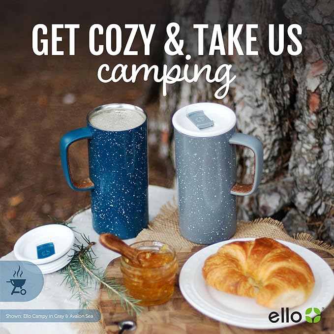 Ello Campy 18oz Stainless Steel Travel Mug with Handle and Leak Proof Lid | Vacuum Insulated Coffee Cup for Hot or Cold Drinks | Reusable, BPA Free | Gift for Coffee Lovers, Pink Satin
