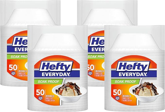 Hefty Everyday Soak-Proof Foam Bowls,12 Ounce,50 Count (Pack of 4)