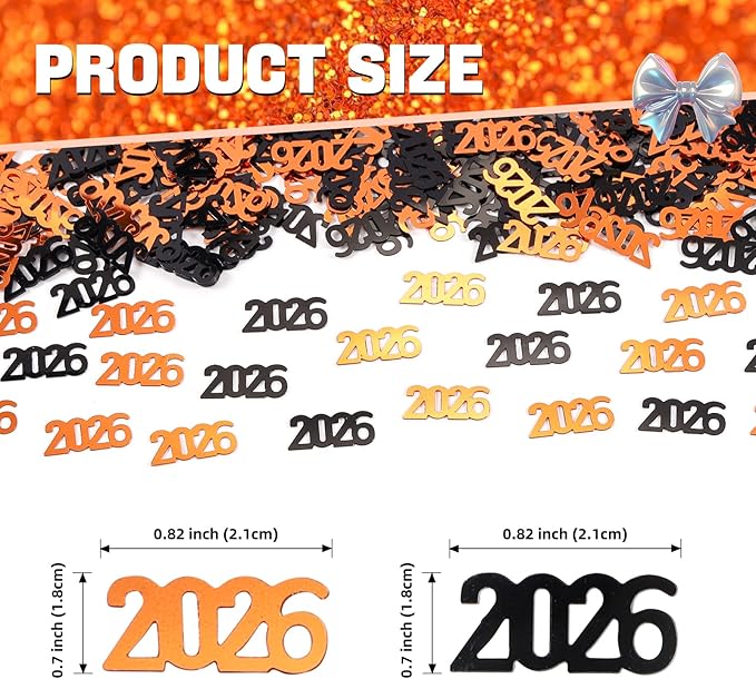 Black and Orange 2026 Confetti Graduation Table Centerpiece Grad Confetti for 2026 Graduation Party Decorations Supplies