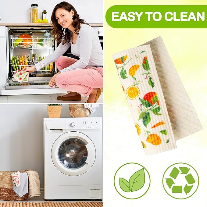 Patelai 6 Pcs Swedish Dishcloth for Kitchen Fruit Swedish Dish Towels Swedishs Dish Cloths Absorbent Reusable Paper Towels Washable Cleaning Cloths No Odor for Kitchen Decor