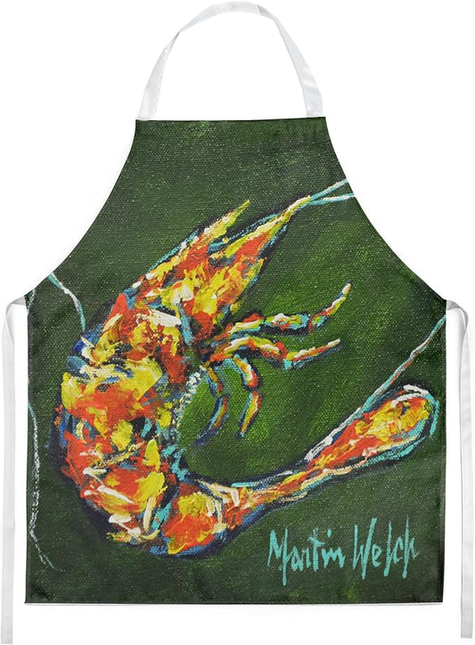 Caroline's Treasures Green Waters Shrimp Apron Cooking Kitchen Server Baking Crafts Gardening for Adult Women Men, Unisex, Large, Multicolor