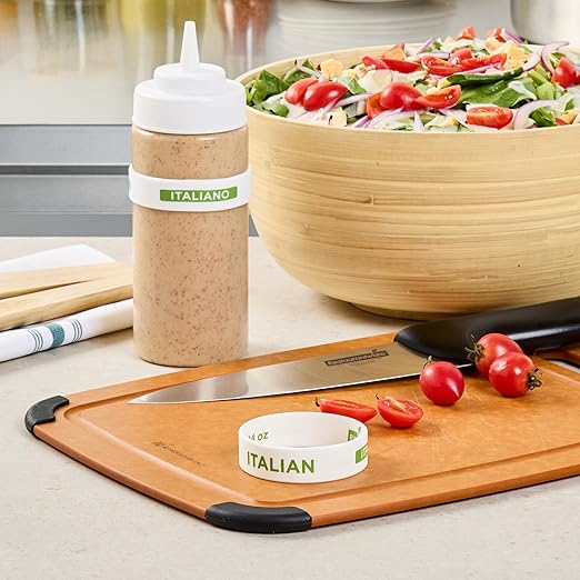 Restaurantware Silicone Squeeze Bottle Band 10 Count 2.75 Inch Dishwasher Safe Condiment Identification Band, Italian White Non-Slip Label Band for Condiment Labeling at Restaurants, Food Trucks