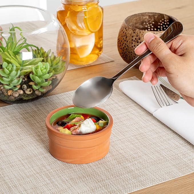 Restaurantware Terracotta Cazuela Bowls 2 Pack of 5 oz Durable Rustic Serving Dish Glazed Oven-Safe Bowl Freezer-Safe Tapas Dish Microwave-Safe Dishwasher-Safe