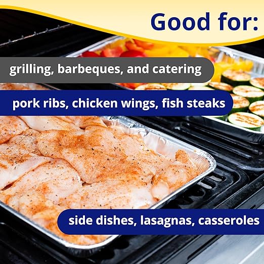 IDL Packaging Full Size Aluminum Steam Table Pans - Deep, 21" x 13" x 3" (pack of 5) - Disposable Foil Pan for Grilling, Roasting, BBQ, Cooking, Baking, Freezing