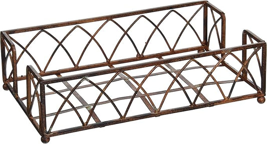 Boston International Arch Design Guest Towel Napkin Holder Caddy, Aged Chestnut