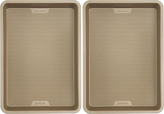 GoodCook BestBake Nonstick Bronze 9" x 13" Oblong Baking Pan, Textured Carbon Steel, Scratch-Resistant, Non-Toxic Cake Pan, 13x9 Bakeware, Durable Oven Pan for Even Heating and Easy Cleanup