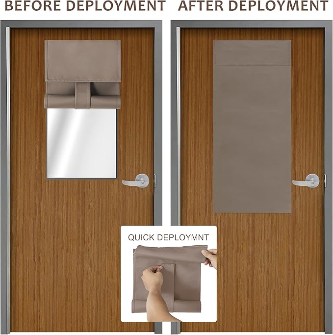 WdFour Classroom Door Window Cover, Blackout Shades for Classroom Windows and Doors, Privacy, Room Darkening Design Blocks Views, Classroom Window Cover Lockdown, 10W x 42L Inches, 1 Panel, Mocha