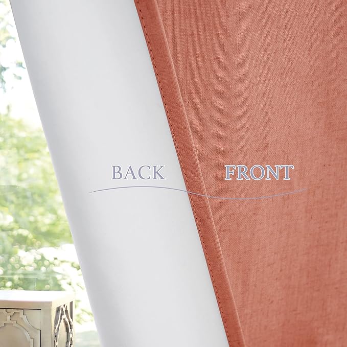RYB HOME 100% Blackout Curtains for Small Window, Linen Textured Blend Insulating Privacy French Door Curtains Tie Up Shades for Kitchen Storage Cabinet Basement, W 30 x L 40, Brick Red, 1 Panel
