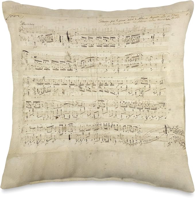 Handwritten Sheet Music of Heroic Polonaise by Chopin Throw Pillow