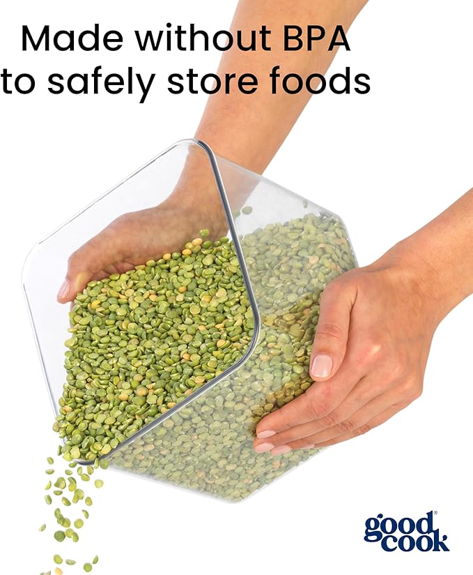 GoodCook Food Storage Container with Lid BPA-Free Square Modular & Stackable Design, 3-Quart, Clear