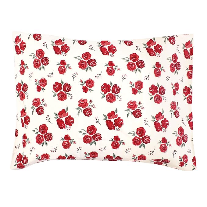 Hudson Baby Unisex Baby Cotton Toddler Pillow Case, Red Rose, One Size