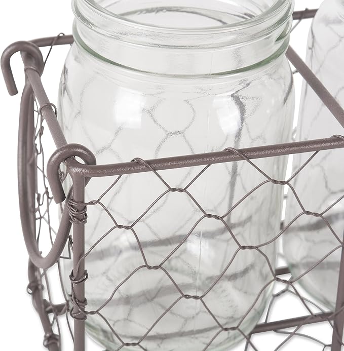 DII Chicken Wire Collection Farmhouse Vintage, Caddy with Vases, Rustic Bronze