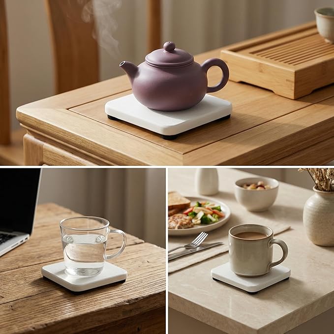 NiuYichee 4PCS Water Absorbent Stone Coasters for Sink, Quick-Drying Diatomite Soap Dish, Modern Home Kitchen & Bathroom, 3.15 x 3.15in, White