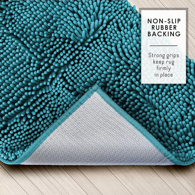 Clara Clark Teal Shower Curtain Set with Rugs - Bathroom Sets with Shower Curtain and Rugs, Fabric Shower Curtains and 2 Bath Mats, Modern Bathroom Shower and Curtain Sets for Tub Or Stall