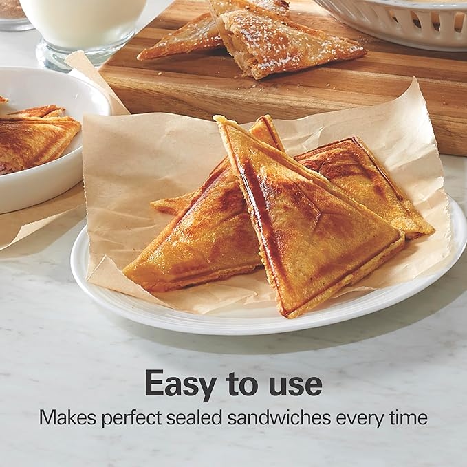 Hamilton Beach Electric Sealed Sandwich Maker Grill with PFAS-Free Nonstick Plates, Makes Stuffed French Toast, Omelets, Compact & Easy to Store, Black (25430G) (Pack of 2)