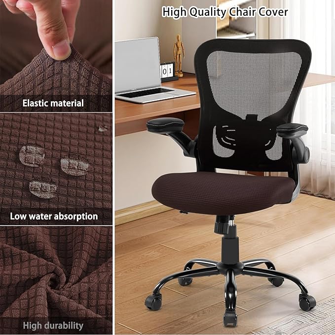 Newfashion Office Chair Seat Cover Universal Fit Stretch Washable Slipcover Protector for Desk Swivel Computer Chair (Coffee)