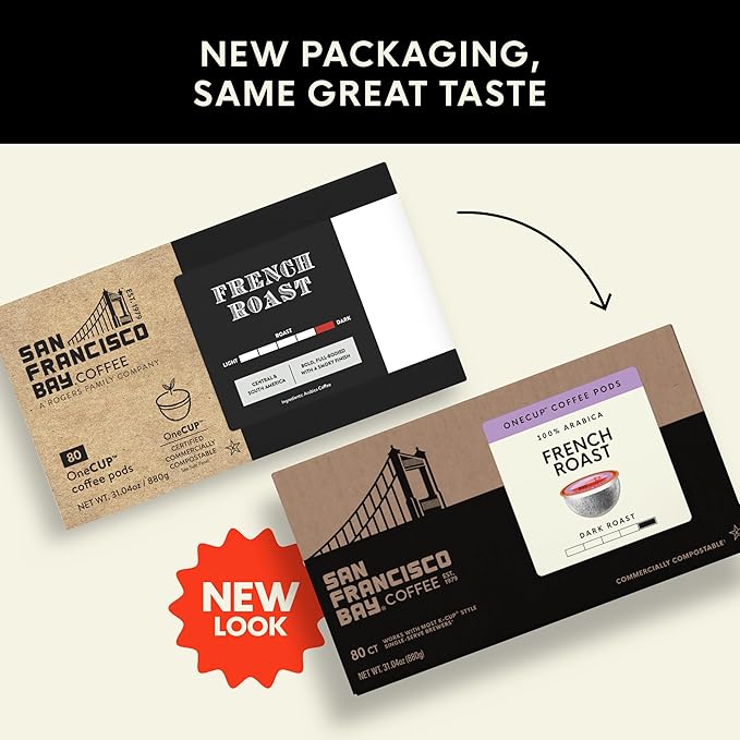 San Francisco Bay K-Cup Coffee Pods, French Roast (80 ct), Dark Roast, Commercially Compostable Single-Serve Coffee Pods