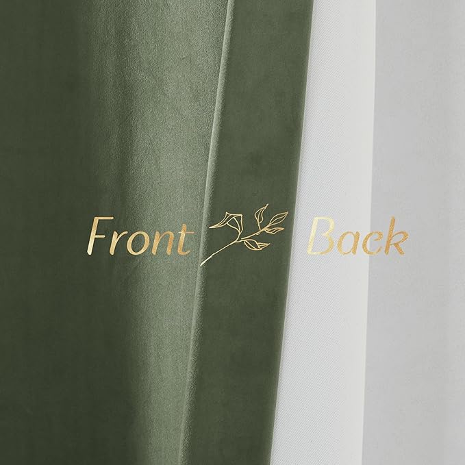 NICETOWN Cold Blocking Sage Green Velvet Curtain Long Drape for Bedroom, 1 Panel Living Room Office Luxury Bedroom Room Darkening Rod Pocket Velvet Room Divider Panel 84" Long, 48 inches Wide