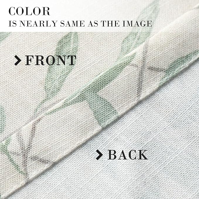 VOGOL Tier Curtains, Leaves Pattern Rustic Style Curtain for Kitchen, Top Pocket Window Tiers Green Leaf Print Valances for Bathroom Bedroom, 2 Panels, 30 x 36 Inch