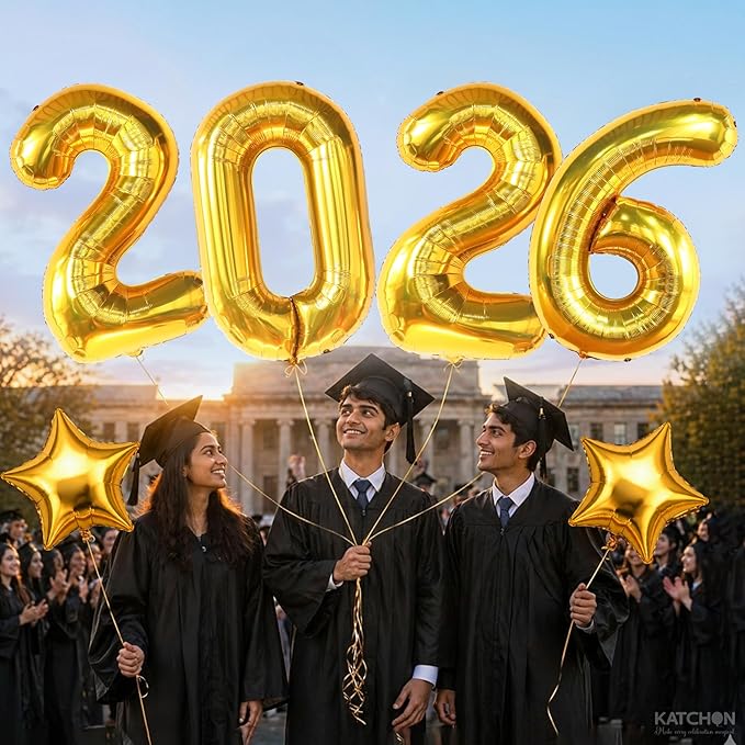 Katchon, Giant Gold 2026 Number Balloons - 40 Inch | Graduation Balloons 2026 Balloon Numbers | Gold Balloon for Graduation Decorations 2026 Grad Party Decorations 2026 Graduation Decor