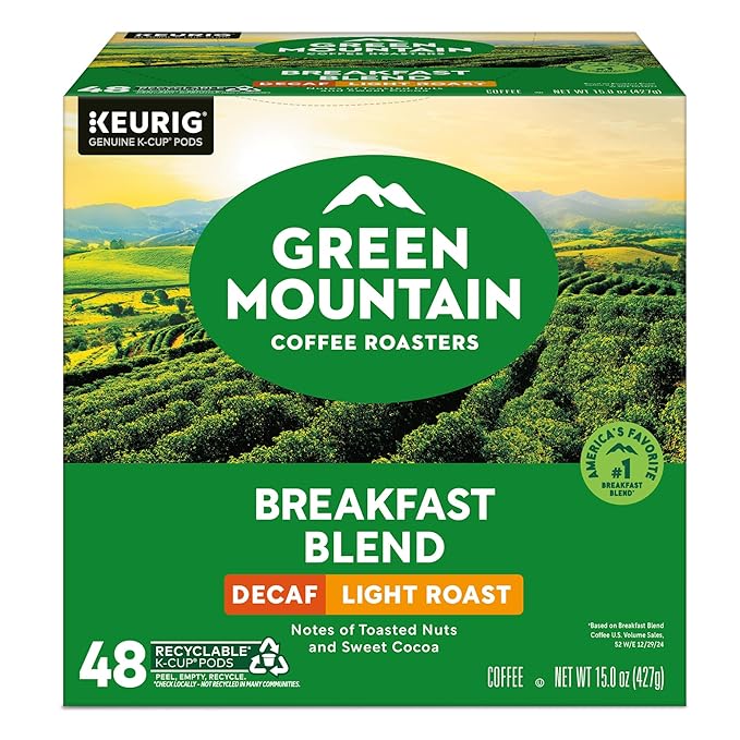 Green Mountain Coffee Roasters Decaf Breakfast Blend, K-Cup Portion Pack for Keurig K-Cup Brewers (Pack of 48)