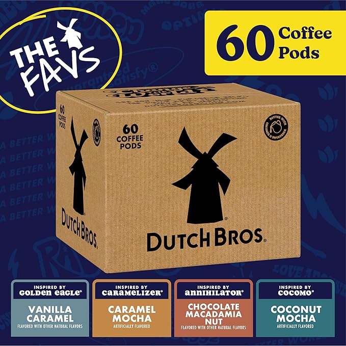 Dutch Bros® Flavored Coffee Variety Pack, 60 Count, Medium Roast, Single Serve Coffee Pods for Keurig K-Cup Brewers