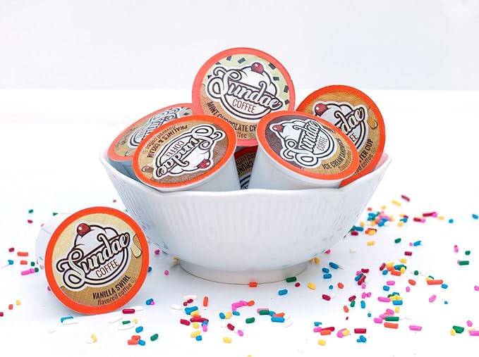 Sundae Ice Cream Flavored Coffee Pods, Compatible with 2.0 Keurig K-Cup Brewer, 48 Count (Assorted Variety Pack)