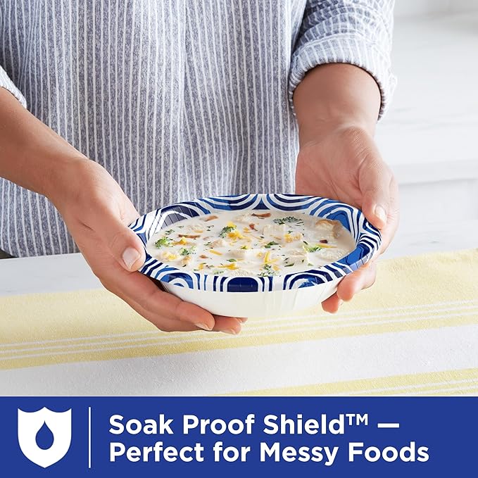Dixie Ultra, Large Paper Bowls, 20 Oz, 150 Count (6 packs of 25 bowls), Microwave Safe, Compostable, Disposable Bowls Great For Breakfast, Lunch, And Dinner Meals