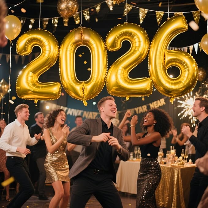 2026 Gold Foil Numbers Balloons(40 Inch) Graduation Decorations Senior Class of 2026 Balloons Happy New Years Eve Party Supplies 20 26 Signs Props Birthday Anniversary Wedding Festival Ornament Decor