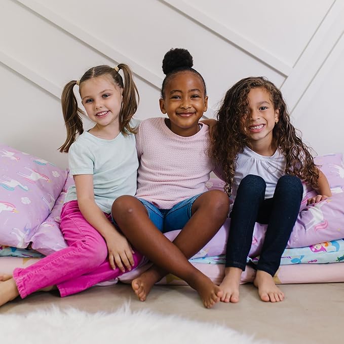 Wildkin Kids Pillowcase Lounger Cover – Travel-Friendly Sleepover Lounger, Fits Standard Pillows (Pillows Not Included), Soft Cotton Blend, Fun Patterns for Boys & Girls - Mermaids
