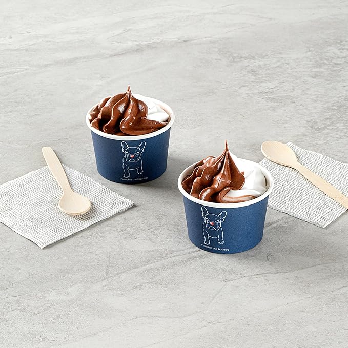 Restaurantware Coppetta 4-Ounce Dessert Cups, 200 Disposable Ice Cream Cups - Lids Sold Separately, Heavy-Duty, Frenchie Paper Frozen Yogurt Bowls, For Hot And Cold Foods