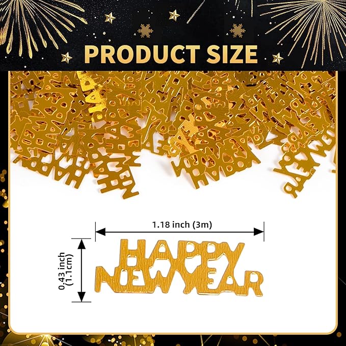 500 Pcs New Year Confetti, Gold 2026 Table Shiny Confetti Glitter for Happy New Year Decorations 2026 New Years Eve Table Decorations