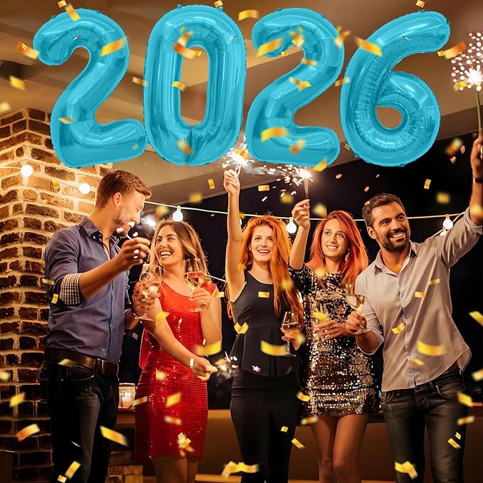 Blue 2026 Balloons, 2026 Number Balloons, 40 Inch Large Foil Graduation Balloon 2026 Numbers for Graduation Decorations Class of 2026, Props, Birthday, Anniversary, New Year Eve Party Decorations