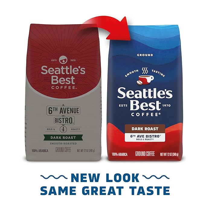 Seattle’s Best Coffee, Dark Roast Ground Coffee, 6th Ave Bistro, 100% Arabica, 3 Bags (12 oz Each)