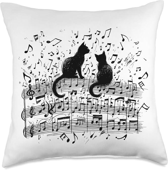 Cat Sheet Music Cute Animals Classic Musician Player Funny Throw Pillow